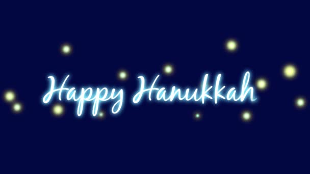 Happy Hanukkah Congratulations Animation Stock Postcard Looped Glowing Parts Stock — Stockvideo