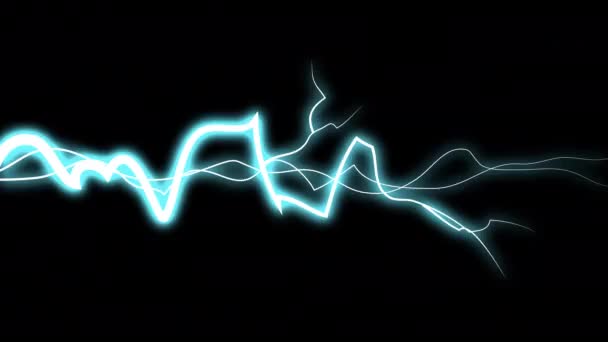 Pulsating Blue Lightning Black Background Animation Blow Energy Stock Video — Vídeo de Stock