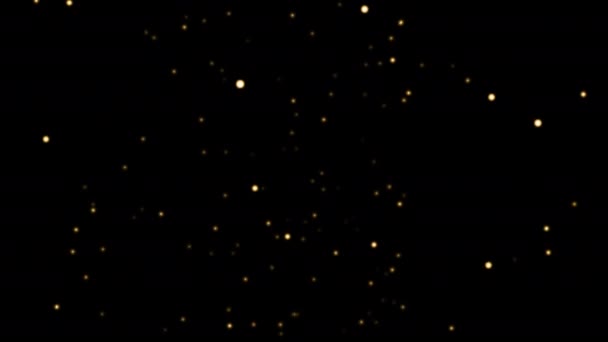Goldig Schimmernde Partikel Steigen Auf Einem Schwarzen Bildschirm Sanft Nach — Stockvideo