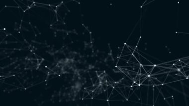 Featuring particles flying through a Plexus structure. Concept for conveying themes of interconnectedness and modern technology. 4K stock video.