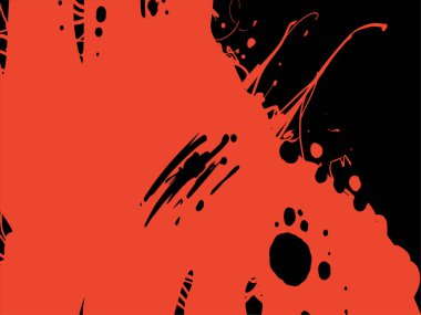 Spilled blood on a black screen. Vector red blot on isolated space. Stock illustration with liquid and place for text in design.