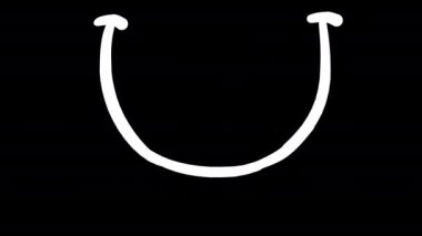 Animation of a simple cartoon smile on a black background. Effect to add joy to the characters. The concept of happiness is a white line in 4k with an alpha channel.