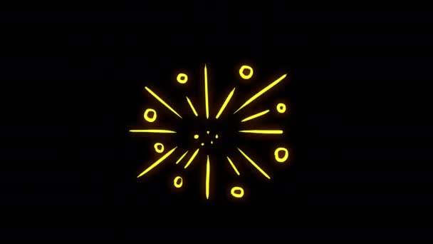 Ένας Απλός Γεωμετρικός Χαιρετισμός Κίτρινου Χρώματος Μια Μαύρη Οθόνη Αποτέλεσμα — Αρχείο Βίντεο