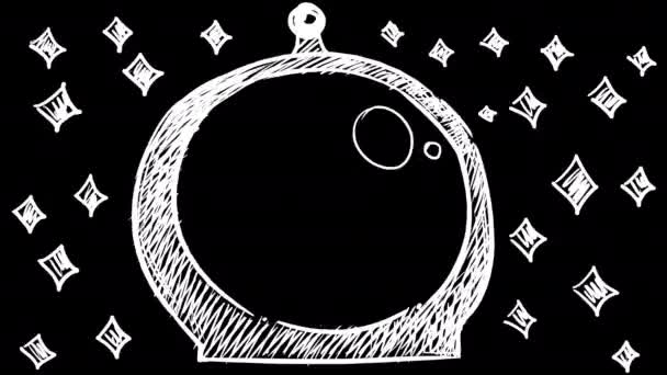 Διάστημα Κράνος Στυλ Doodle Μαύρο Πίσω Κινούμενο Σχέδιο Της Εμφάνισης — Αρχείο Βίντεο