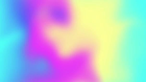 全息图波浪形背景与环状运动 Iridescent Multicolored Waves 存储用于添加文本的抽象背景 液体中的蓝色 粉色和黄色 — 图库视频影像