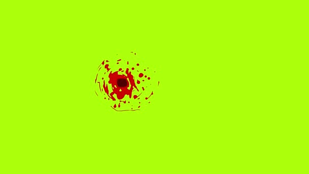 Animazione Una Ferita Proiettile Con Buco Sangue Uno Schermo Verde — Video Stock