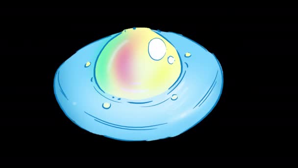 Blue Flying Saucer Aliens Video Transition Flying Spacecraft Rainbow Glass — Stock videók
