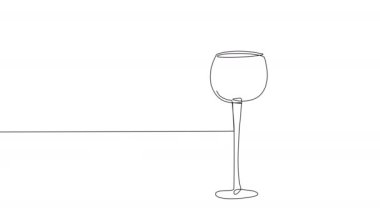 A thin glass of wine and a bottle on a white background. Alcohol single line with place for text. Winemaking concept for whiteboard presentation.