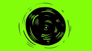 Yeşil ekranda dönen siyah damlalar. Sanatsal geçiş videosuyla stok videosu. Alfa geçişi ile 4K video.