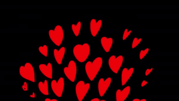 Γεμάτο Κόκκινες Καρδιές Μια Μαύρη Οθόνη Αγάπη Μετάβαση Βίντεο Για — Αρχείο Βίντεο