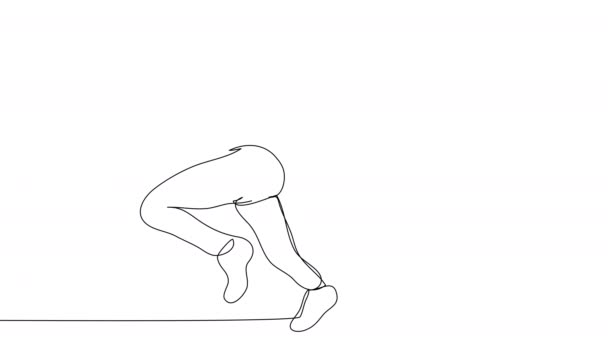 Zelf Tekening Profiel Hardloopmeisje Een Lijn Een Witte Achtergrond Animatie — Stockvideo