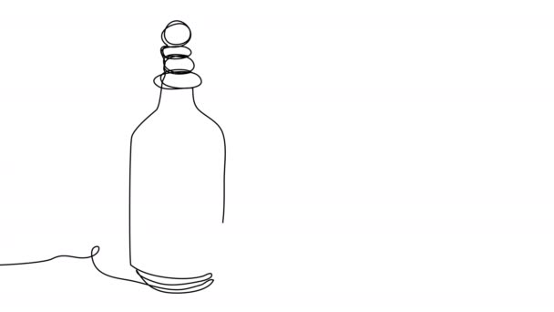 Självritning Flerfärgade Glasflaskor Rad Vit Skärm Animering Koncept Magiska Kärl — Stockvideo