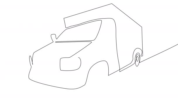 Self Drawing Riding Ambulance Single Line White Screen Conceptual Animation — Stock Video