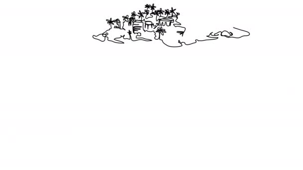 Vlastní Kreslení Turistického Letadla Letícího Ostrova Čárou Bílé Obrazovce Koncept — Stock video