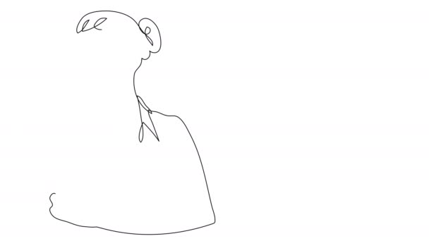 Mujer Autodibujada Mirando Lado Una Sola Línea Concepto Una Mujer — Vídeos de Stock