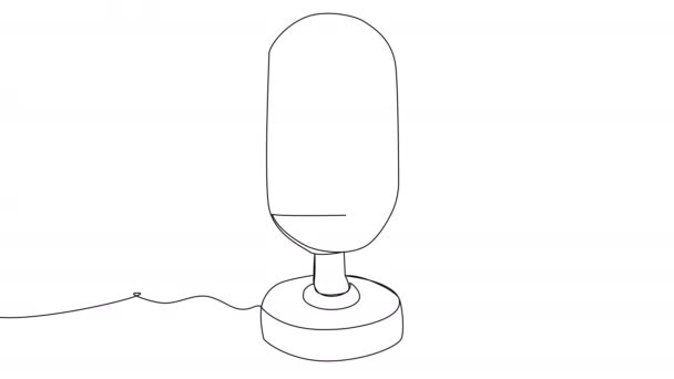 Beyaz Ekranda Tek Çizgili Yuvarlak Flama Mikrofon Sunucunun Ses Donanımının — Stok video