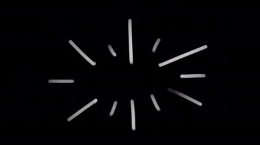 Siyah ekranda beyaz çizgiler daire çiziyor. Darbelerin dinamizminin animasyonu. Gergin durum kavramı. Hisse senedi karalama efekti alfa kanalı ile 4k olarak.