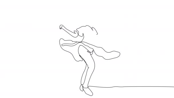 Samomalba Dívka Tančící Šatech Jedné Řadě Bílém Pozadí Animace Expresivního — Stock video