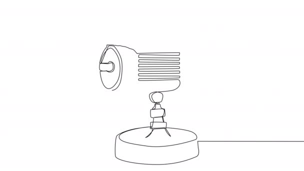Samorysowujący Się Prezenter Mikrofonu Studio Jednej Linii Białym Tle Animacja — Wideo stockowe
