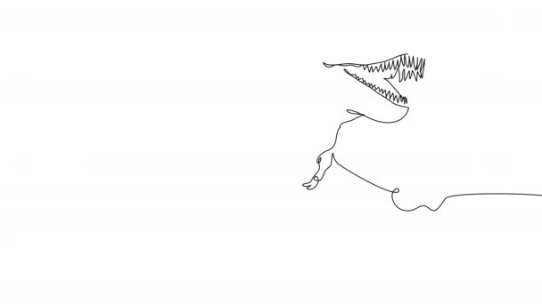 Zelf Tekenende Tyrannosaurus Één Lijn Tegen Witte Achtergrond Onderwerp Rex — Stockvideo
