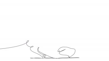 Hamile bir kadının kendi resmini çizmesi lotus pozisyonunda tek bir çizgiyle meditasyon yapar. Kadın sağlığı ve sükuneti kavramı. Alfa kanallı 4 bin yeni beyaz tahta. Stok video döngüsü.