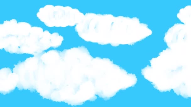 Gerakan Cepat Awan Putih Pada Layar Biru Looped Kartun Animasi — Stok Video
