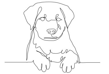 Yavru köpek pençelerini beyaz bir arka planda tek sıra halinde salladı. Şirin bir evcil hayvanın stok vektör çizimi. Hayvanlar için aşk kavramı.