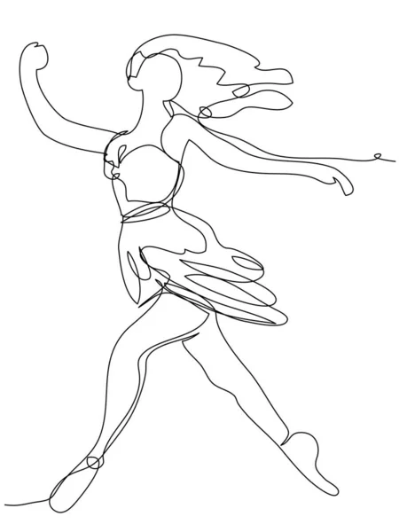 Девушка Танцует Одну Линию Белом Фоне Понятие Легкости Активности Движении — стоковый вектор