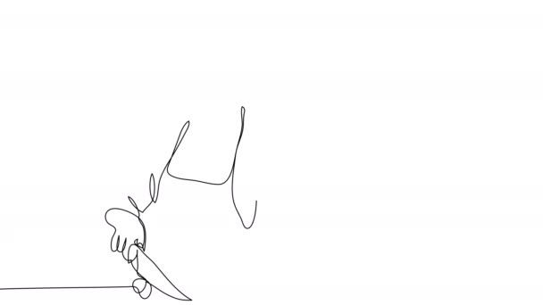 Self Drawing Chef Knife One Line White Screen Concept Cooking — Stock Video