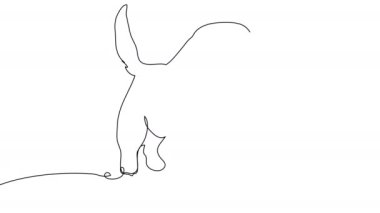 Neşeli bir köpek yavrusunun kendi kendine çizimi. Evcil hayvan kavramı. 4K 'da alfa kanallı beyaz tahta köpek..