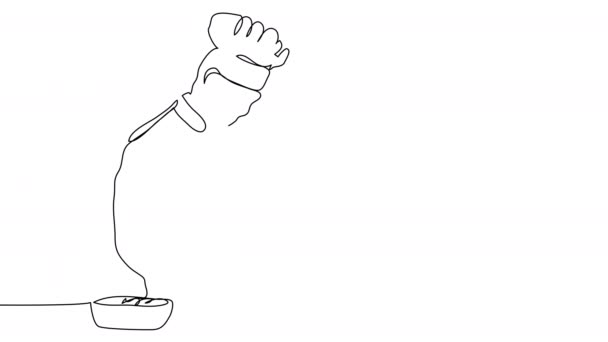 Menggambar Sendiri Seorang Koki Tempat Kerja Dengan Satu Baris Konsep — Stok Video