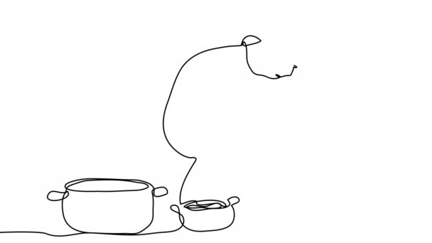 Menggambar Sendiri Seorang Koki Tempat Kerja Dengan Satu Baris Konsep — Stok Video