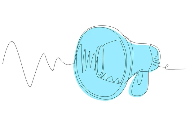 Mégaphone Simple Une Ligne Avec Une Silhouette Bleue Sur Fond — Image vectorielle