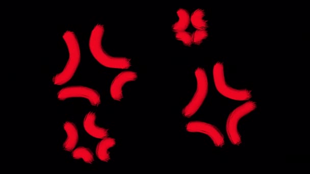 在黑屏上动画动画生气的符号线条 以动画风格表现的伤 怒的概念 信道的4K的库存视频效果 — 图库视频影像