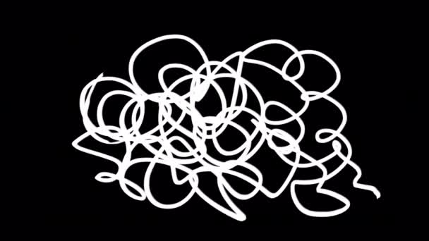 Черном Экране Белая Проволочная Анимация Грубые Наброски Видео Альфа Каналом — стоковое видео