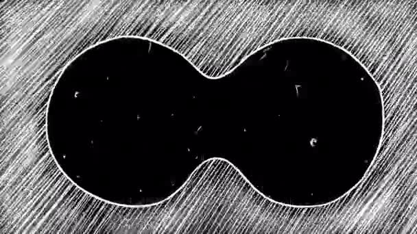 Siyah Ekranda Beyaz Dağınıklık Klasik Tarzda Dürbün Çerçevesi Animasyon Video — Stok video