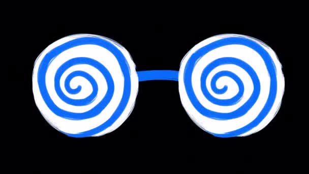 Hypnotické Duhové Brýle Rotujícím Cikcak Černé Obrazovce Vliv Hypnózy Nadšení — Stock video