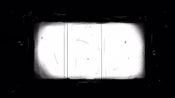 Glanzend Retro Frame Met Statische Krassen Vlekken Een Wit Scherm — Stockvideo