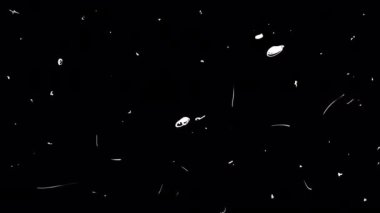 Beyaz el müdahalesi. Yapışkan notlar, taslaklar, numaralar, vuruşlar ve fırçalarla hareketi durdurun. Hasar dokusu ve alfa ile 4K eski film. Hikaye nostaljisi için stok karalama klibi.