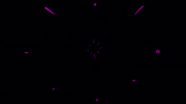 黑色屏幕上的粉色卡通片烟火 通道的4K动态极小爆炸效应 具有迷人火花的库存效应 — 图库视频影像