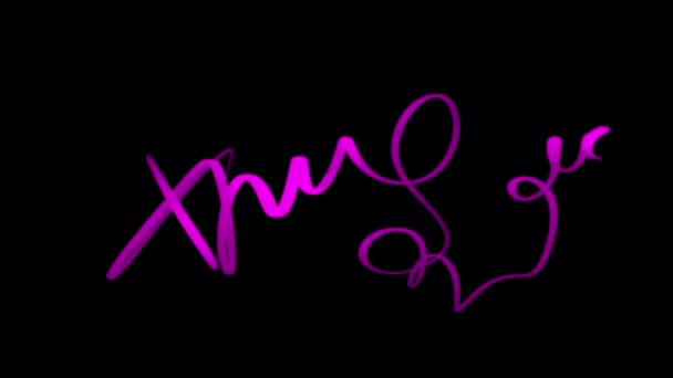 黒いスクリーンにピンクの落書きワイヤーとストローク アルファチャンネルで4Kで手描きとノートテイク効果 アートの落書きが付いたストックビデオ — ストック動画
