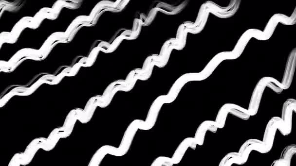 Linhas Onduladas Brancas Distorção Uma Tela Preta Traços Doodle Pulsantes — Vídeo de Stock