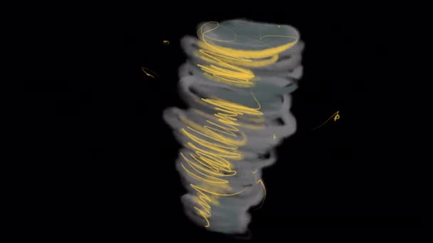 Furacão Ardente Com Faíscas Amarelas Numa Tela Preta Animação Destruição — Vídeo de Stock
