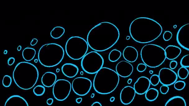 Mavi Kabarcıkları Siyah Ekranda Beliriyor Dipte Yükselen Deniz Köpüğünün Animasyonu — Stok video