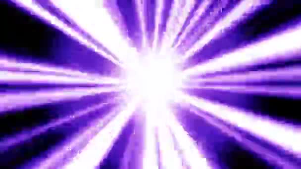 Яркие Мерцающие Лучи Фиолетового Источника Энергии Черном Экране Анимация Сильного — стоковое видео