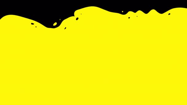 Fill Yellow Paint Black Screen Video Transition Yellow Liquid Cartoon — Stock Video