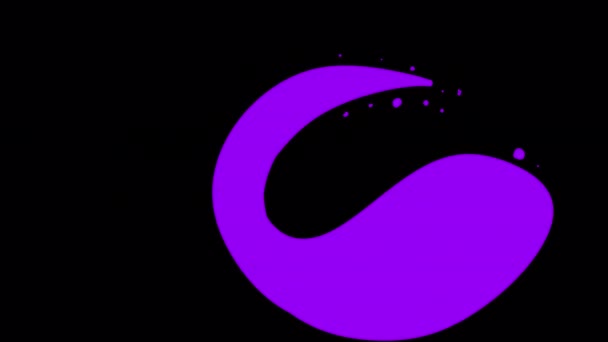在黑色荧幕上旋转的紫色液体 通过画一个卡通画笔来改变屏幕的艺术填充 有Alpha频道的4K库存视频 — 图库视频影像