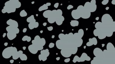 Siyah ekranda gri dumanlı bir karikatür. 4K 'da alfa kanallı sis animasyonu.
