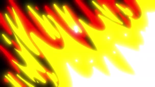 Transition vidéo avec explosion et tir vers le haut sur un écran noir. Animation de bande dessinée avec gravure pour changement d'image 4K avec canal alpha. Vidéo de stock avec l'élément de feu.