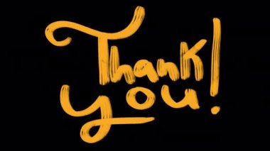 Siyah ekrandaki karalama animasyonuna teşekkür ederim. Alfa kanallı 4K video izledikten sonra izleyiciye teşekkürler..